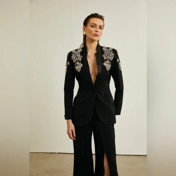 Peekskill Embellished Blazer and Split Pant Set in Black New, Size M - Picture 4 of 17